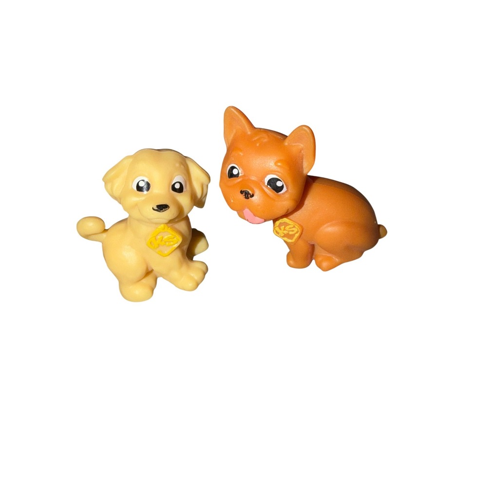 KS Miniature Dog‎ Figurines Yellow Puppy Orange French Bulldog Toy Set 2pc